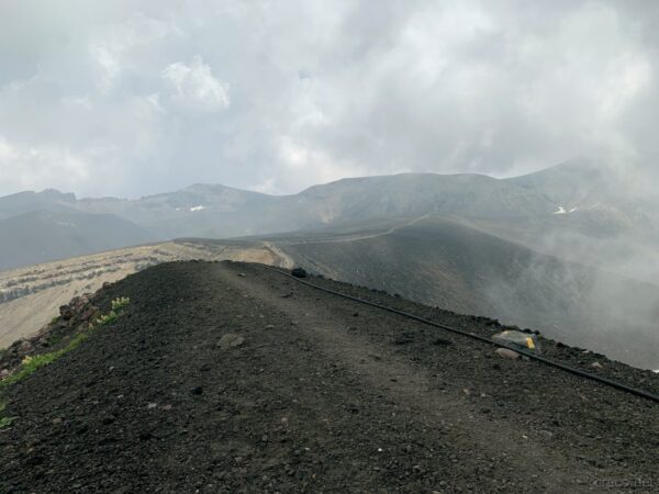 左がスリバチ噴火口で、右がグランド噴火口