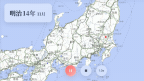 全国へと三角網が広がっていく様子
