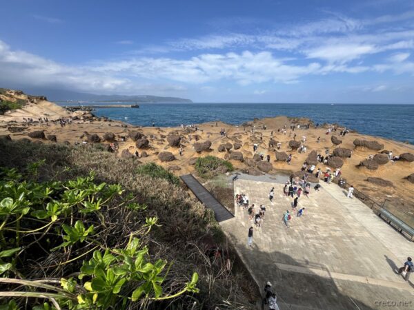野柳地質公園、高台から見下ろす岩礁群